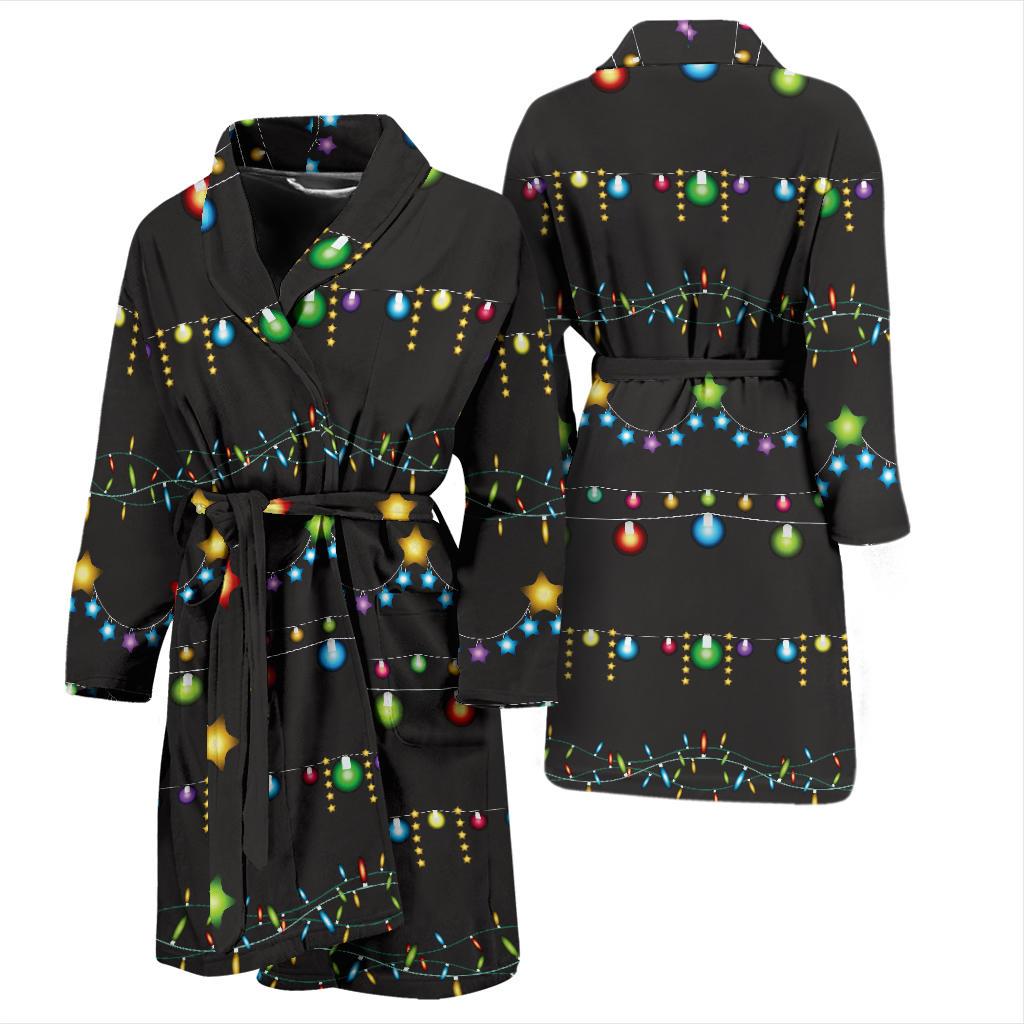 Christmas Light Pattern Print Design 01 Men Bathrobe-JORJUNE.COM
