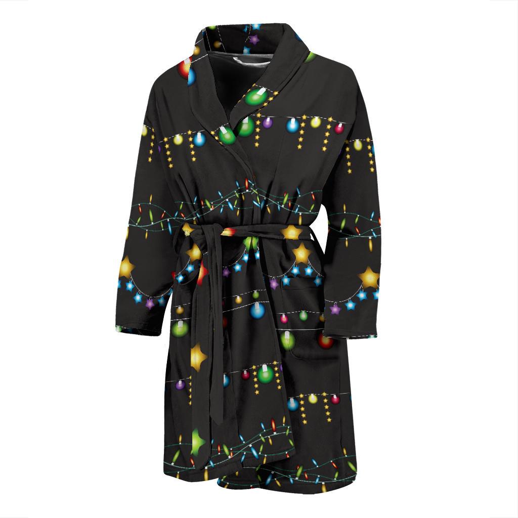 Christmas Light Pattern Print Design 01 Men Bathrobe-JORJUNE.COM