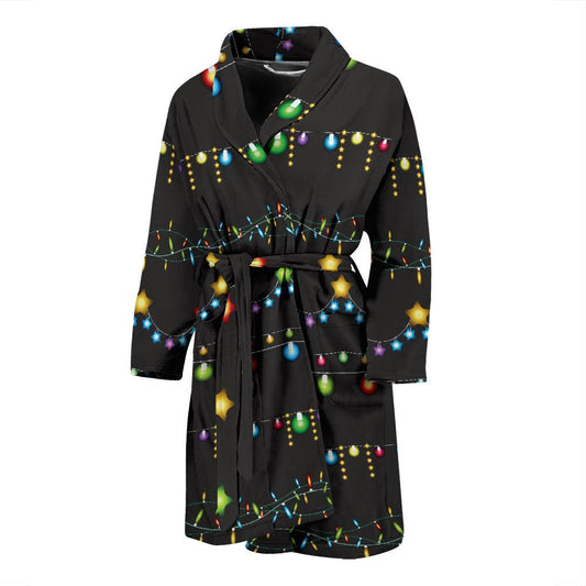 Christmas Light Pattern Print Design 01 Men Bathrobe-JORJUNE.COM
