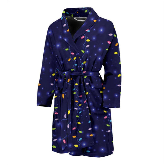 Christmas Light Pattern Print Design 03 Men Bathrobe-JORJUNE.COM