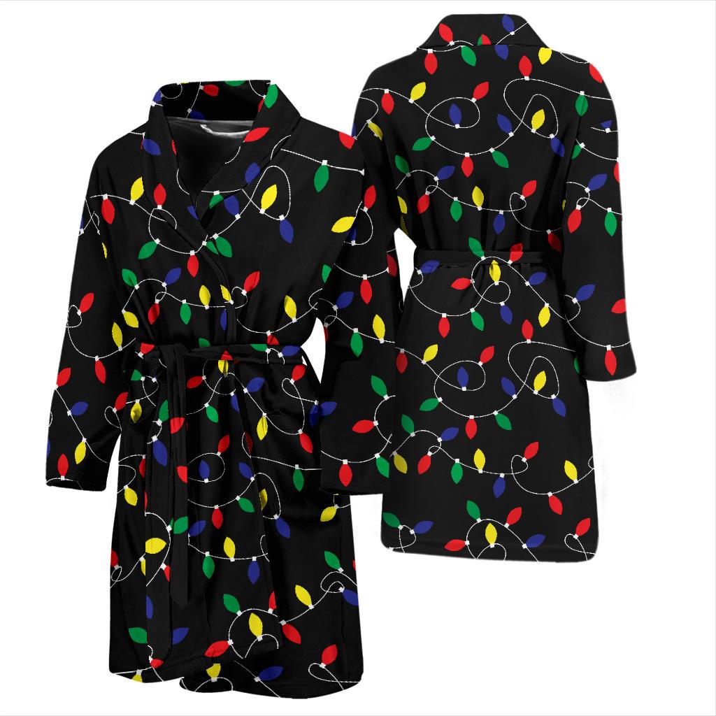 Christmas Light Pattern Print Design 04 Men Bathrobe-JORJUNE.COM