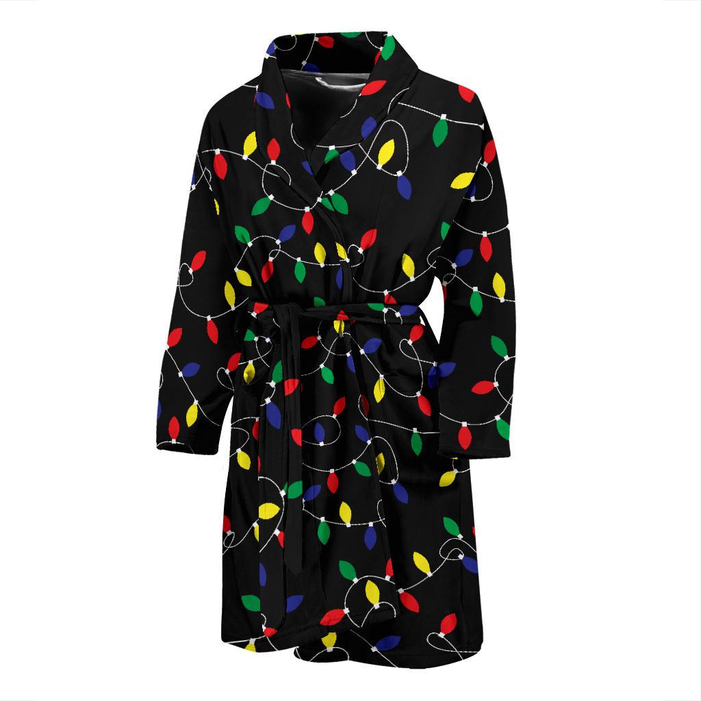 Christmas Light Pattern Print Design 04 Men Bathrobe-JORJUNE.COM