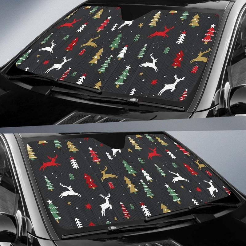 Christmas Tree Deer Style Pattern Print Design 03 Car Sun Shade-JORJUNE.COM