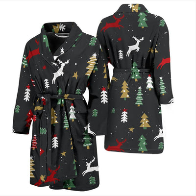 Christmas Tree Deer Style Pattern Print Design 03 Men Bathrobe-JORJUNE.COM