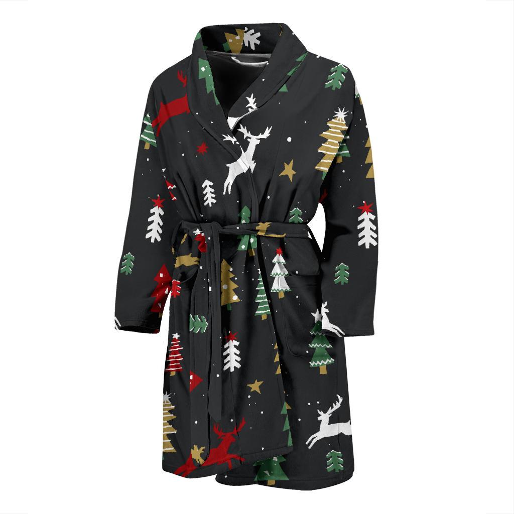 Christmas Tree Deer Style Pattern Print Design 03 Men Bathrobe-JORJUNE.COM