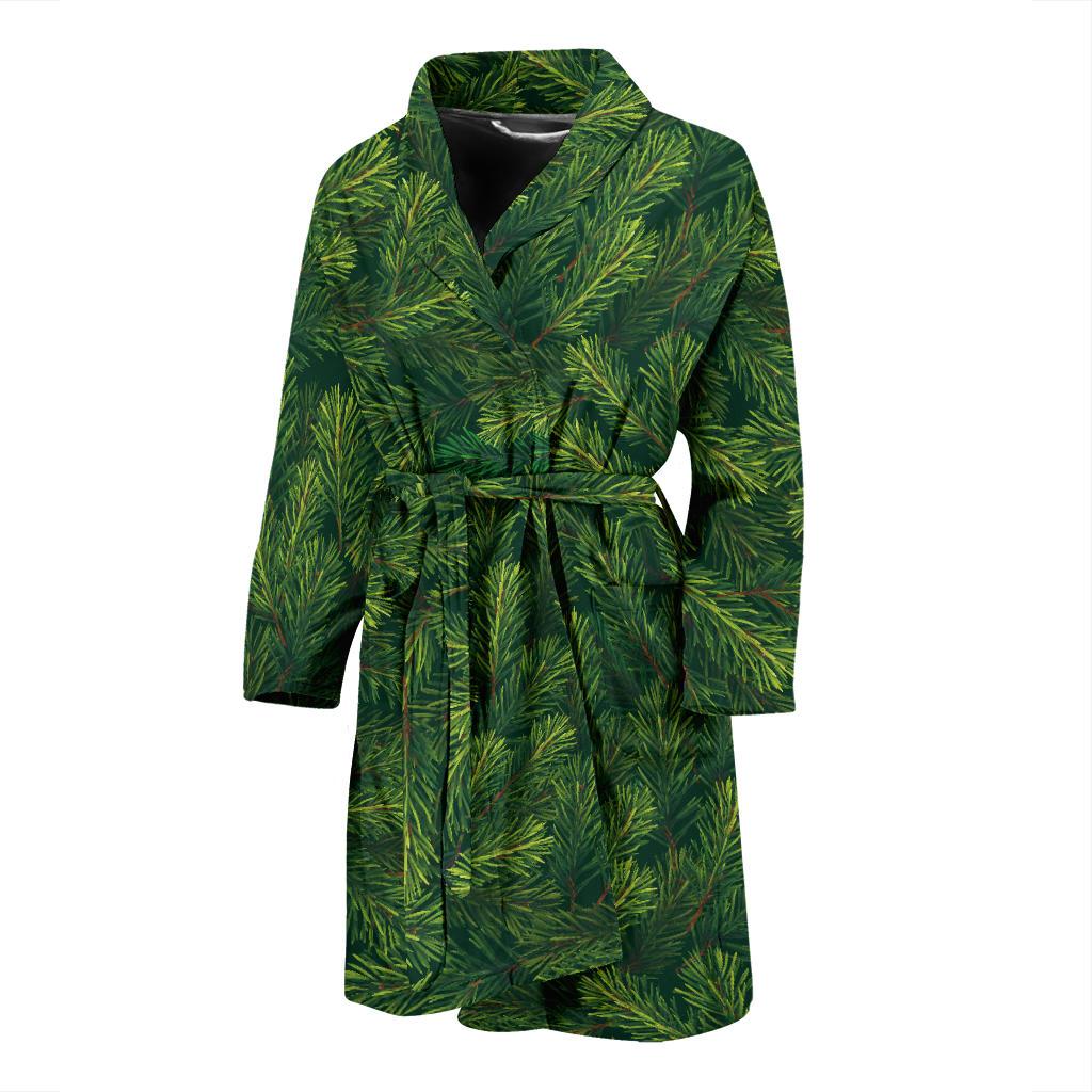Christmas Tree Pattern Print Design 02 Men Bathrobe-JORJUNE.COM