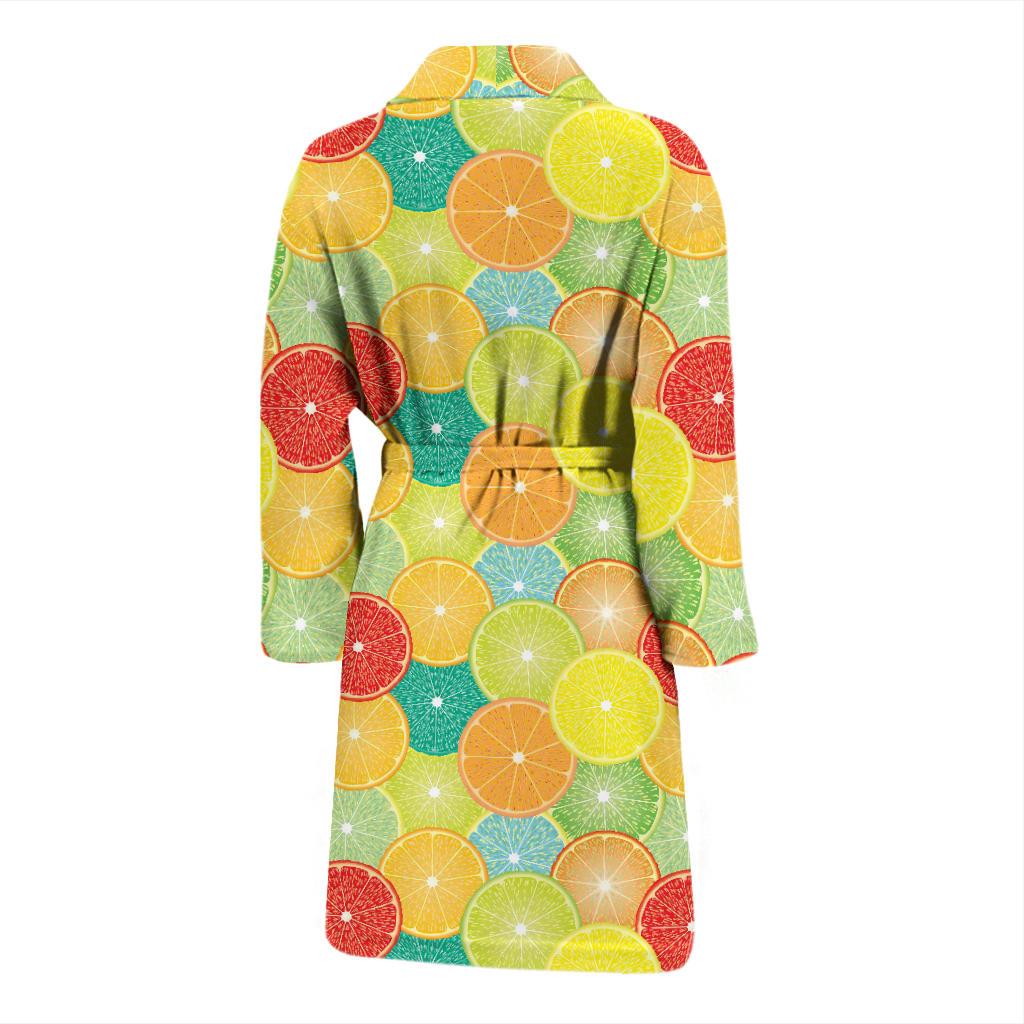 Citrus Pattern Print Design 01 Men Bathrobe-JORJUNE.COM