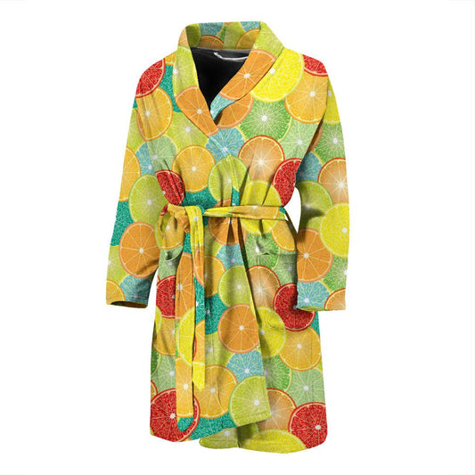 Citrus Pattern Print Design 01 Men Bathrobe-JORJUNE.COM