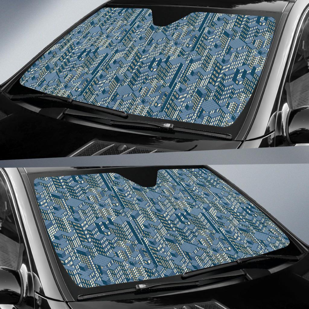 City Pattern Print Design 01 Car Sun Shade-JORJUNE.COM