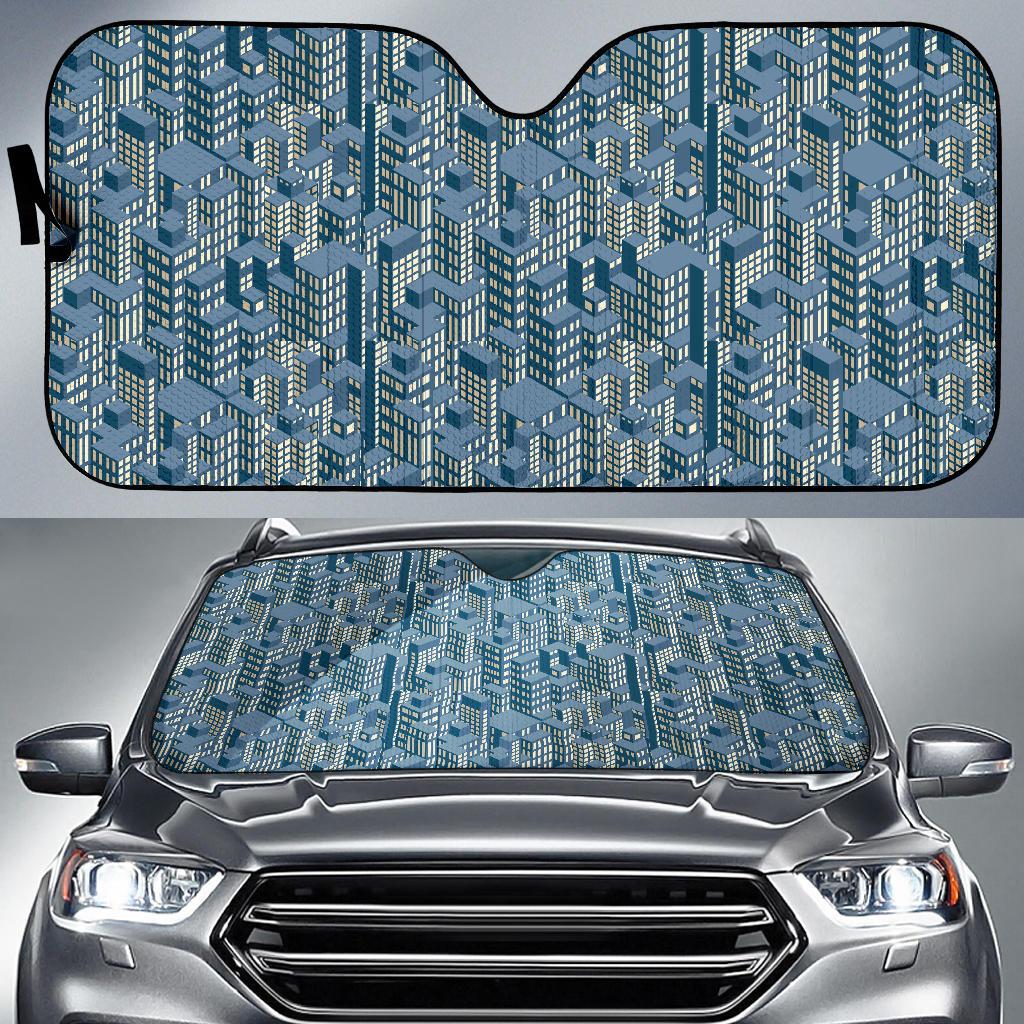 City Pattern Print Design 01 Car Sun Shade-JORJUNE.COM
