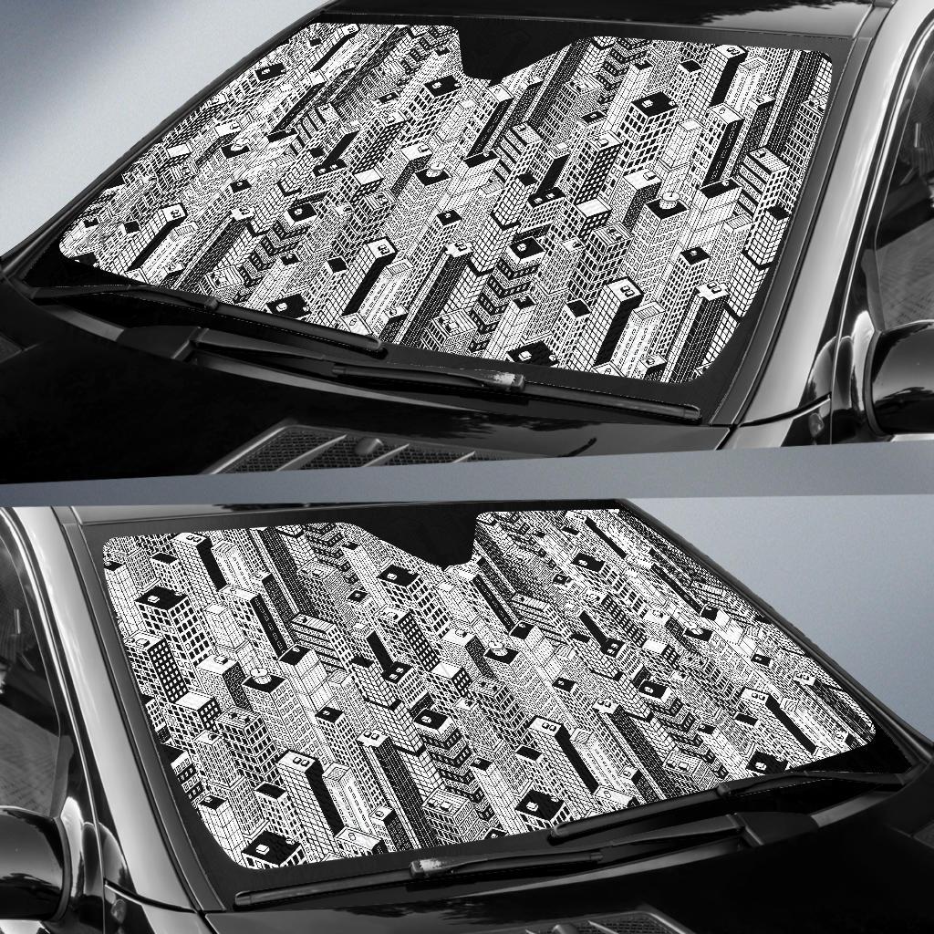 City Pattern Print Design 02 Car Sun Shade-JORJUNE.COM