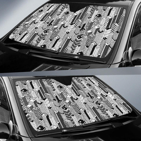City Pattern Print Design 02 Car Sun Shade-JORJUNE.COM