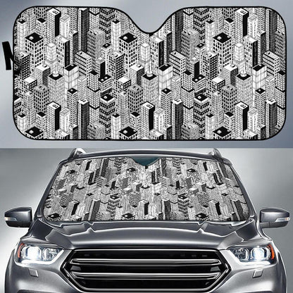 City Pattern Print Design 02 Car Sun Shade-JORJUNE.COM