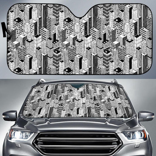 City Pattern Print Design 02 Car Sun Shade-JORJUNE.COM