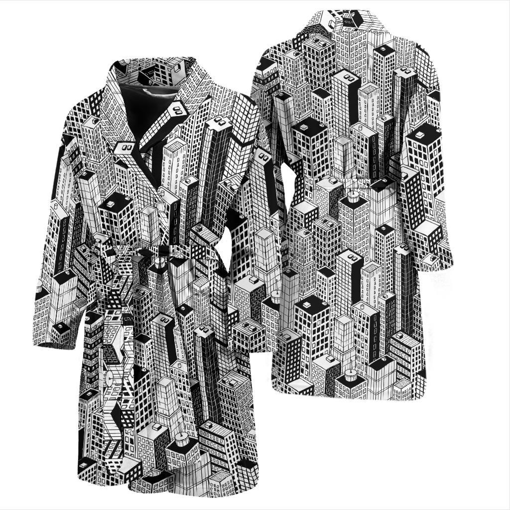 City Pattern Print Design 02 Men Bathrobe-JORJUNE.COM