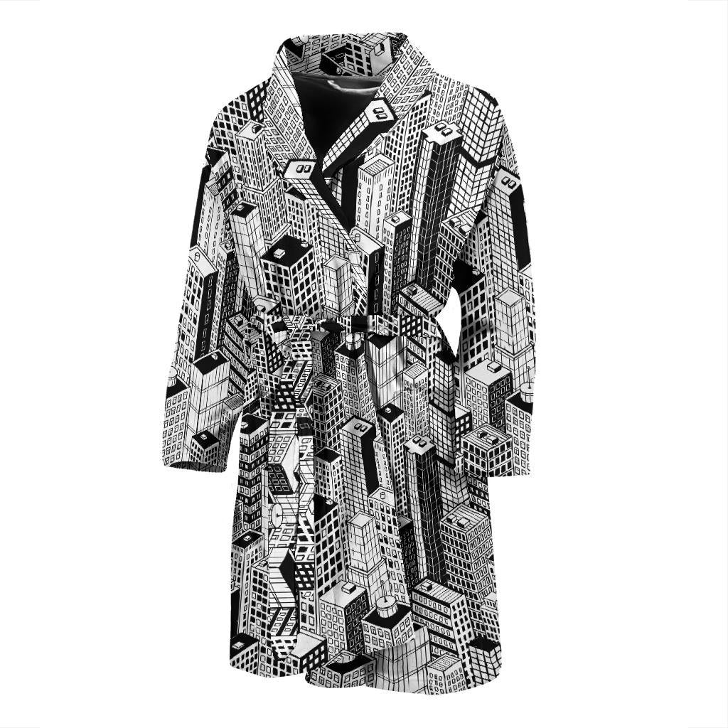 City Pattern Print Design 02 Men Bathrobe-JORJUNE.COM
