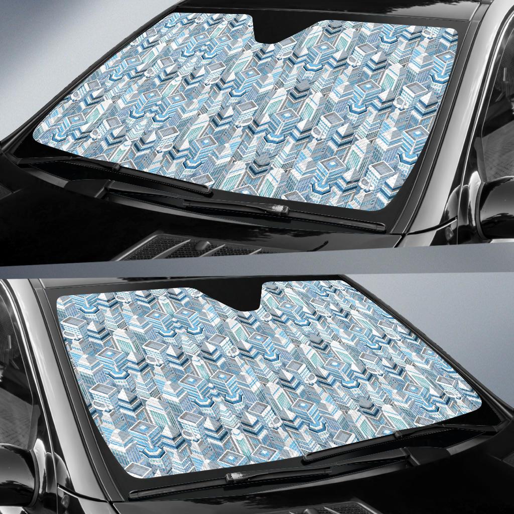 City Pattern Print Design 03 Car Sun Shade-JORJUNE.COM