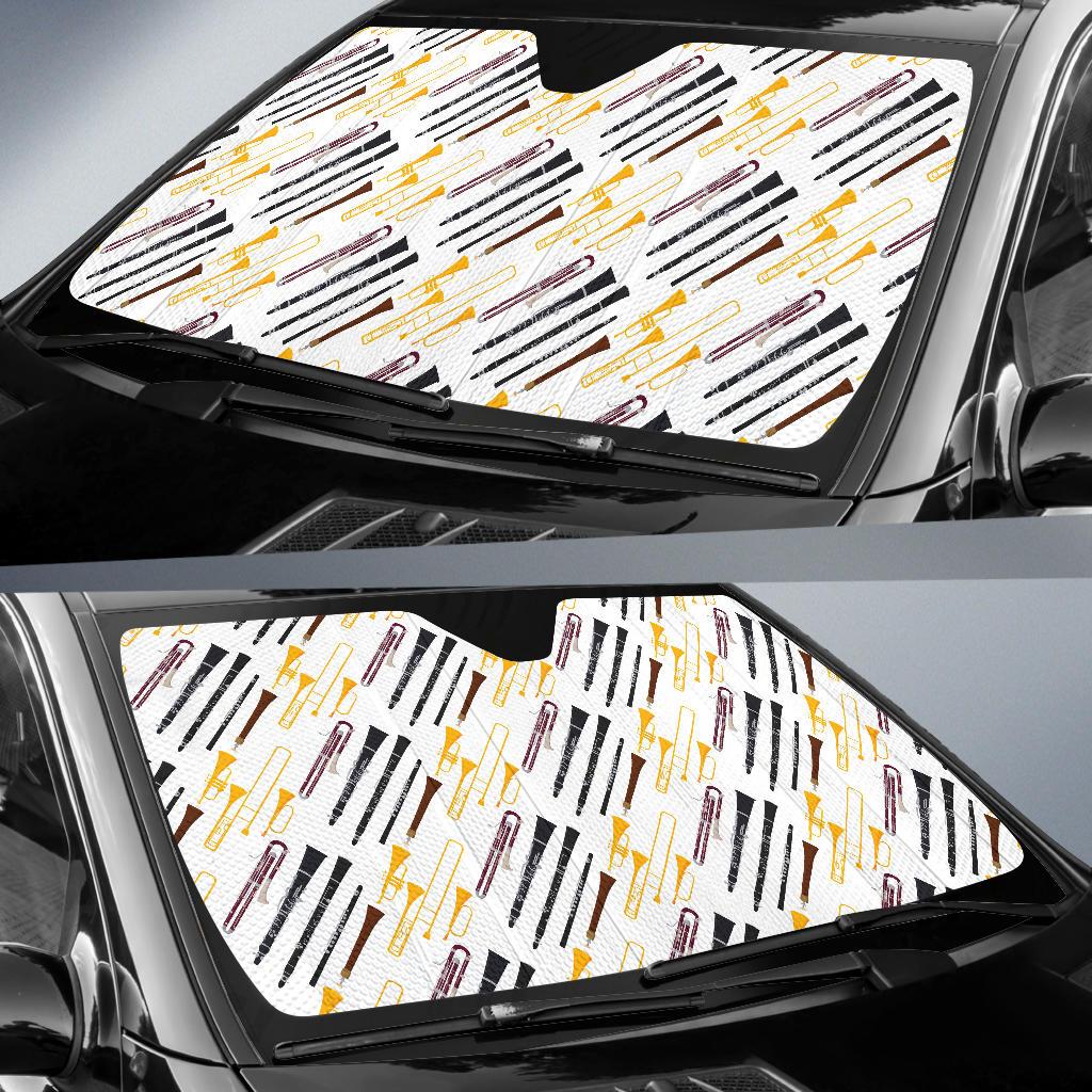 Clarinet Pattern Print Design 01 Car Sun Shade-JORJUNE.COM