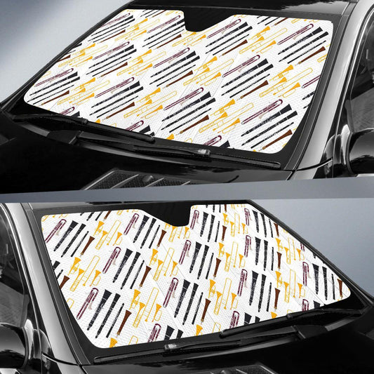 Clarinet Pattern Print Design 01 Car Sun Shade-JORJUNE.COM