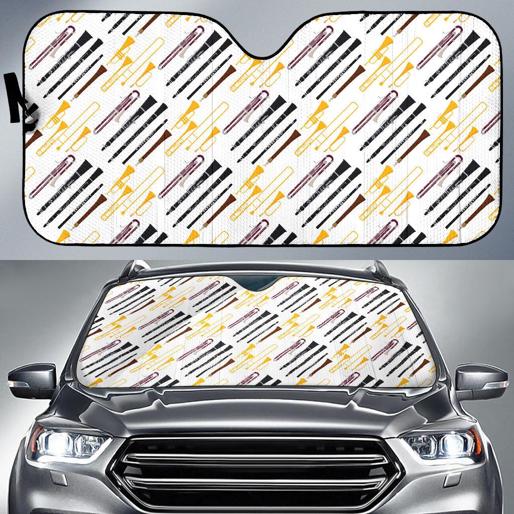 Clarinet Pattern Print Design 01 Car Sun Shade-JORJUNE.COM