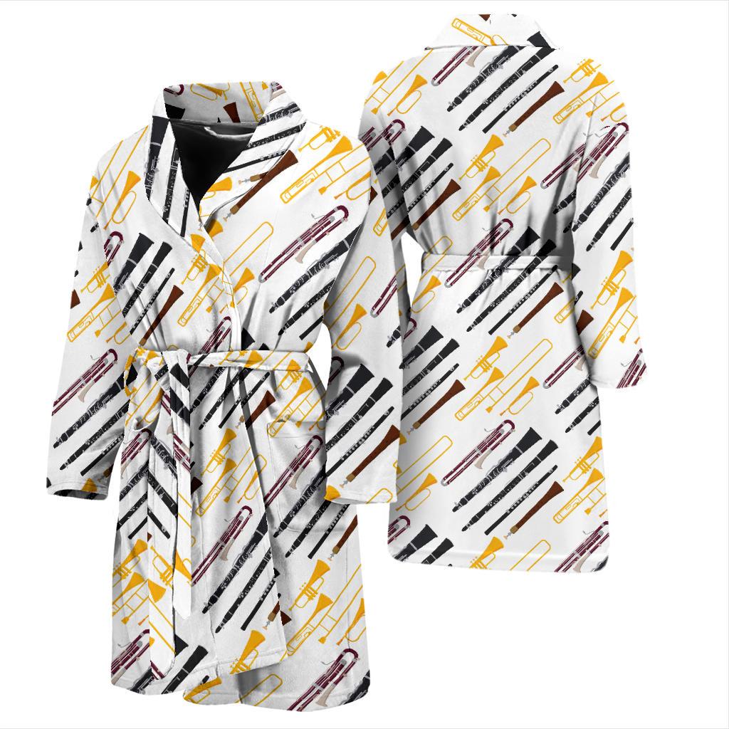 Clarinet Pattern Print Design 01 Men Bathrobe-JORJUNE.COM