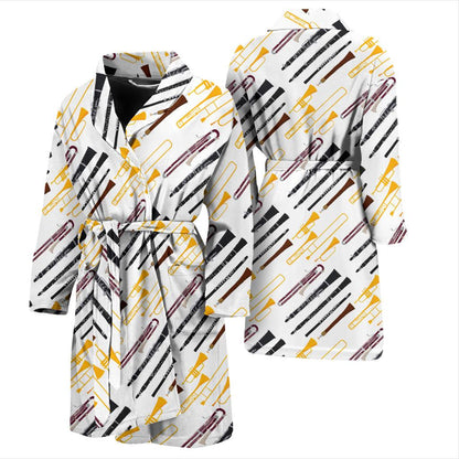 Clarinet Pattern Print Design 01 Men Bathrobe-JORJUNE.COM