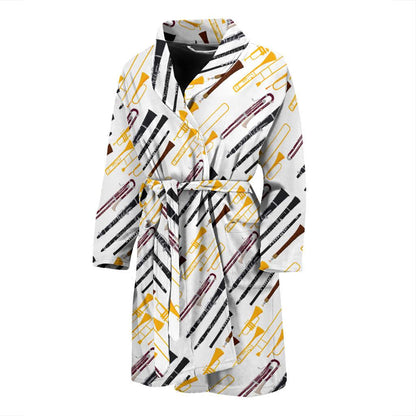 Clarinet Pattern Print Design 01 Men Bathrobe-JORJUNE.COM