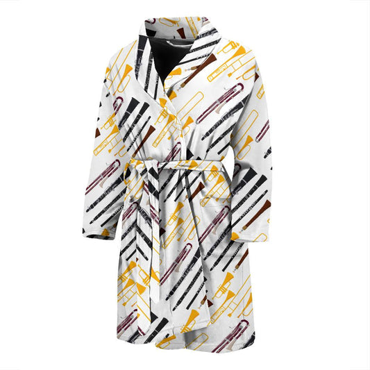 Clarinet Pattern Print Design 01 Men Bathrobe-JORJUNE.COM