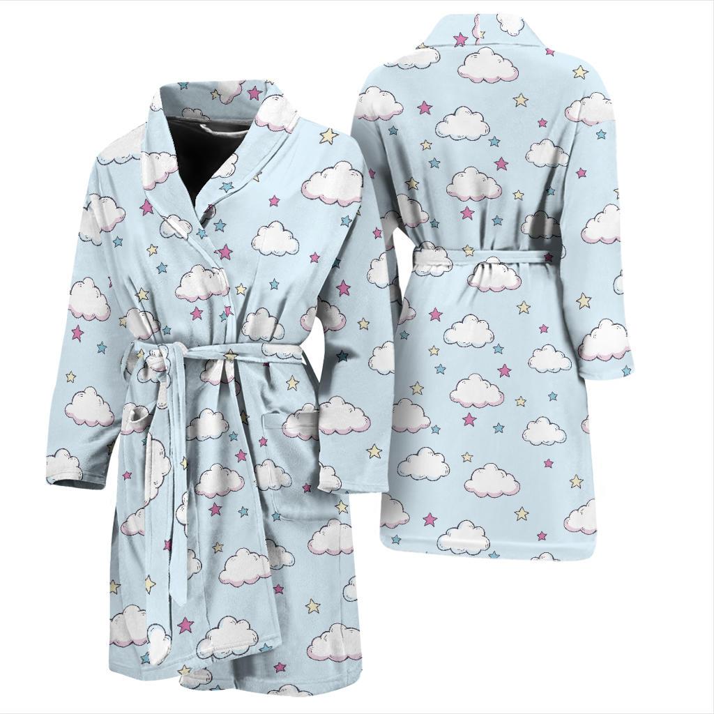 Cloud Pattern Print Design 01 Men Bathrobe-JORJUNE.COM