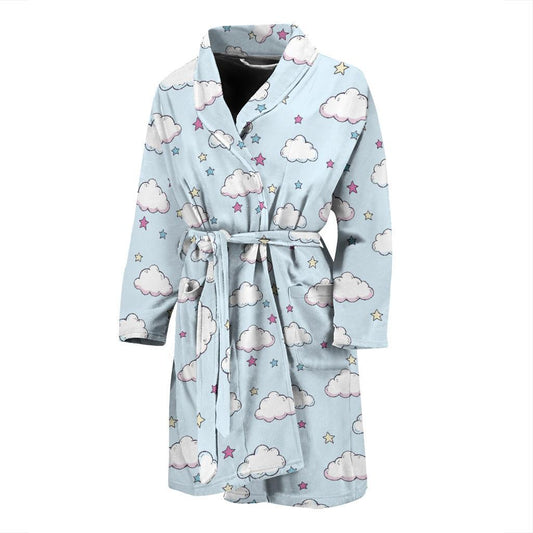 Cloud Pattern Print Design 01 Men Bathrobe-JORJUNE.COM