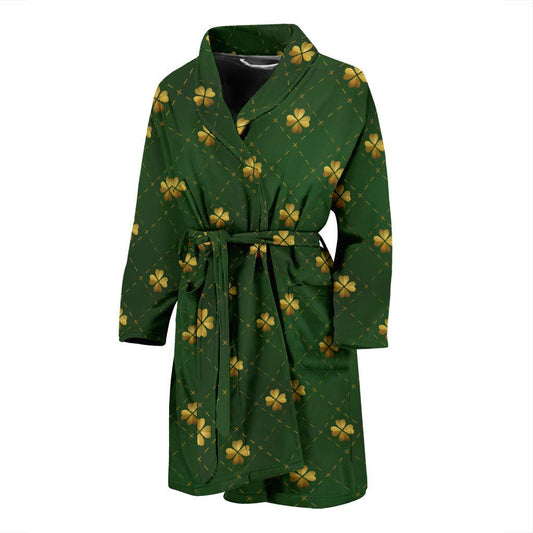Clover Pattern Print Design 01 Men Bathrobe-JORJUNE.COM