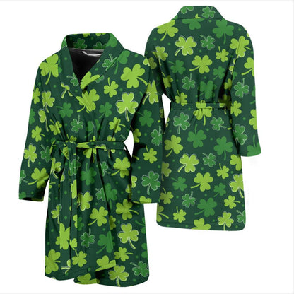 Clover Pattern Print Design 02 Men Bathrobe-JORJUNE.COM