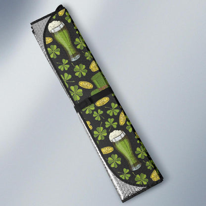 Clover St Patricks Pattern Print Design 03 Car Sun Shade-JORJUNE.COM