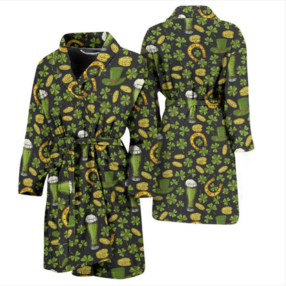 Clover St Patricks Pattern Print Design 03 Men Bathrobe-JORJUNE.COM