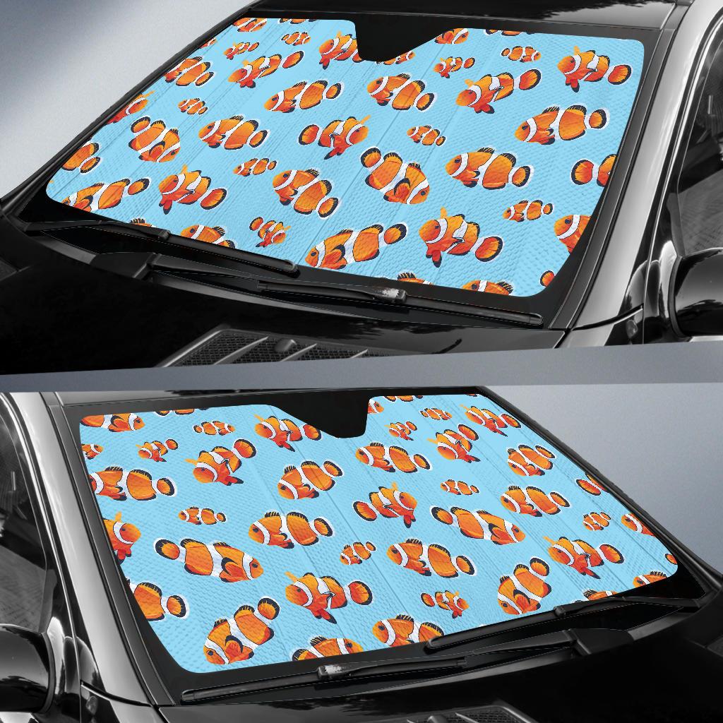 Clownfish Pattern Print Design 01 Car Sun Shade-JORJUNE.COM