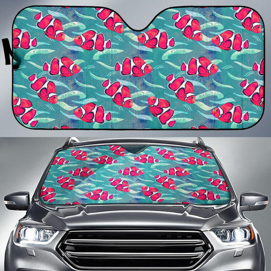 Clownfish Pattern Print Design 02 Car Sun Shade-JORJUNE.COM