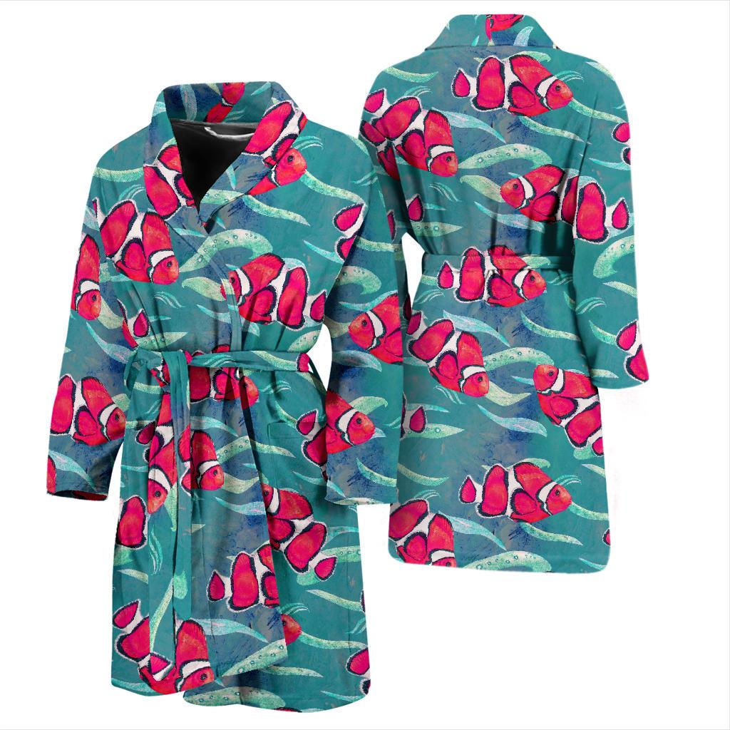 Clownfish Pattern Print Design 02 Men Bathrobe-JORJUNE.COM