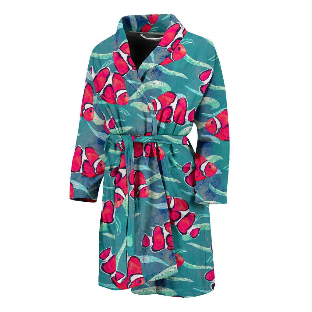 Clownfish Pattern Print Design 02 Men Bathrobe-JORJUNE.COM