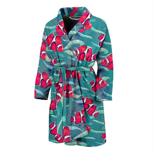 Clownfish Pattern Print Design 02 Men Bathrobe-JORJUNE.COM
