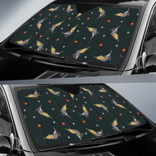 Cockatiel Pattern Print Design 02 Car Sun Shade-JORJUNE.COM
