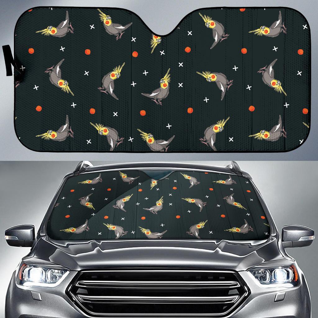 Cockatiel Pattern Print Design 02 Car Sun Shade-JORJUNE.COM