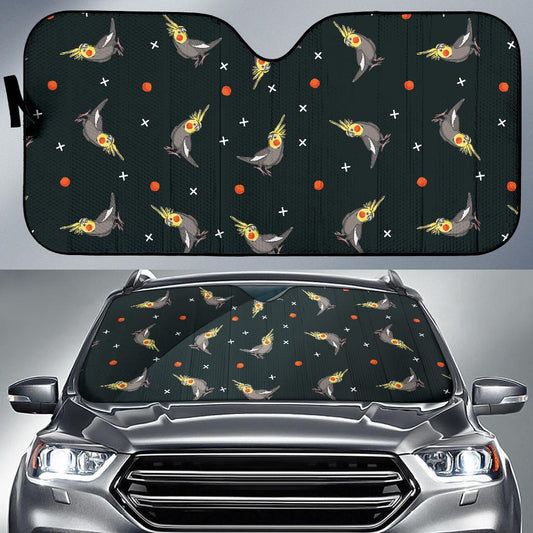 Cockatiel Pattern Print Design 02 Car Sun Shade-JORJUNE.COM