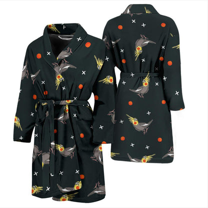 Cockatiel Pattern Print Design 02 Men Bathrobe-JORJUNE.COM