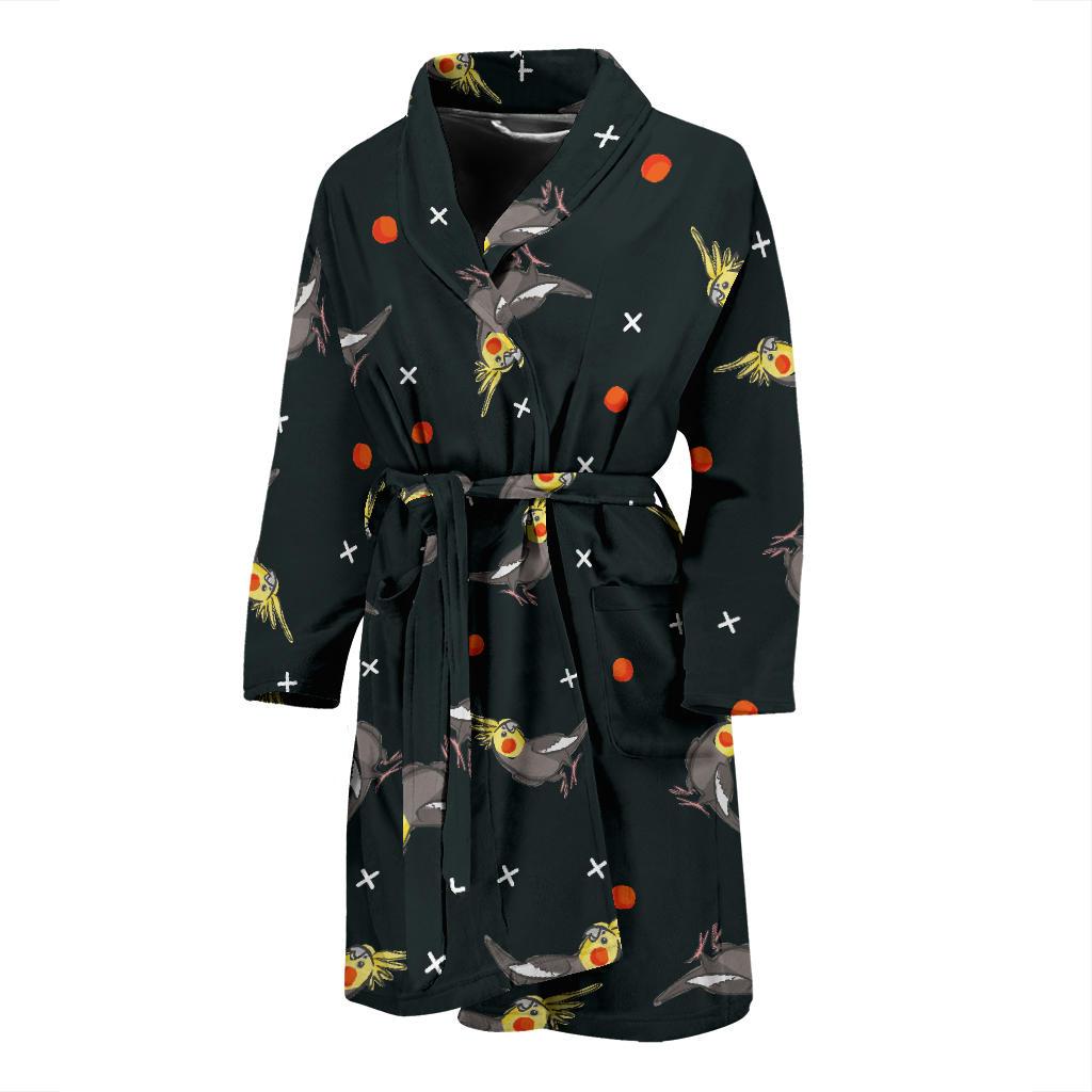 Cockatiel Pattern Print Design 02 Men Bathrobe-JORJUNE.COM