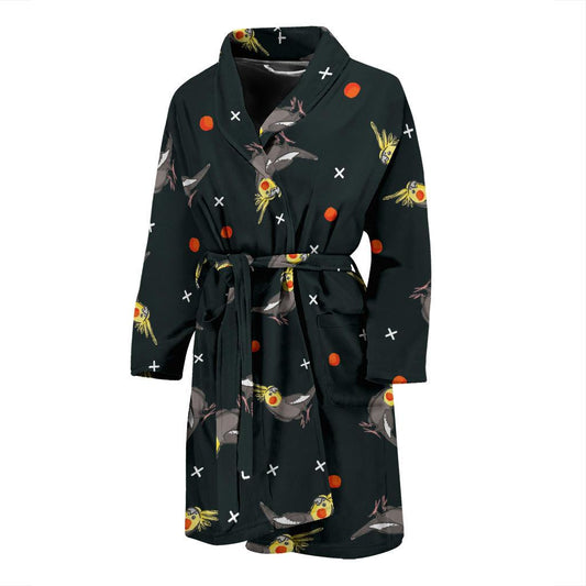 Cockatiel Pattern Print Design 02 Men Bathrobe-JORJUNE.COM