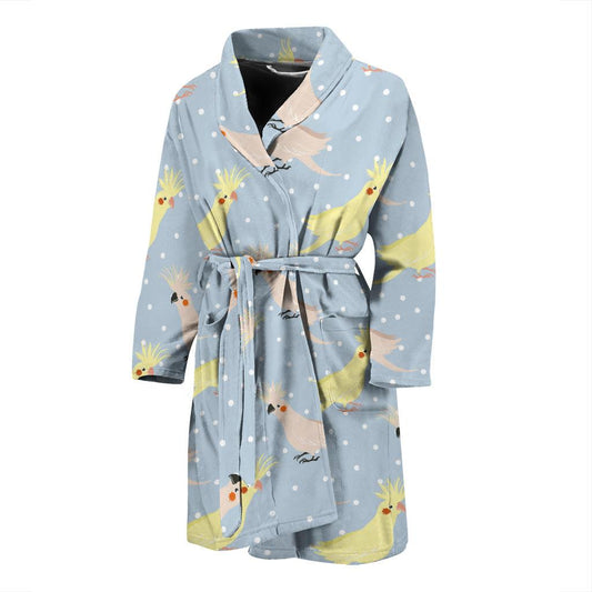 Cockatiel Pattern Print Design 03 Men Bathrobe-JORJUNE.COM