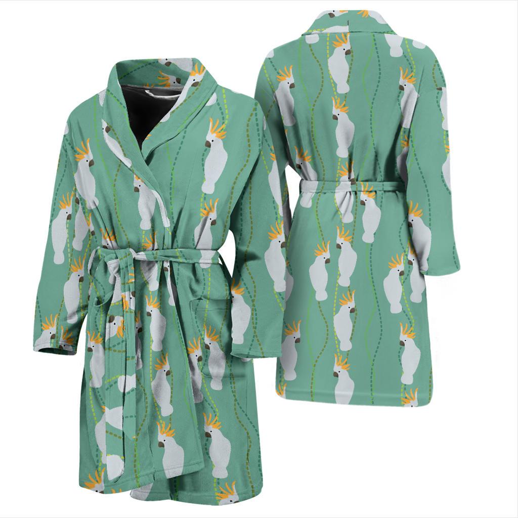 Cockatoo Pattern Print Design 01 Men Bathrobe-JORJUNE.COM