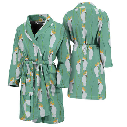 Cockatoo Pattern Print Design 01 Men Bathrobe-JORJUNE.COM