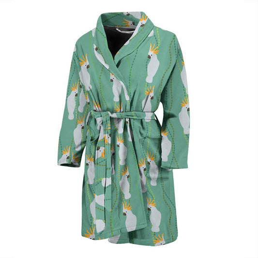 Cockatoo Pattern Print Design 01 Men Bathrobe-JORJUNE.COM