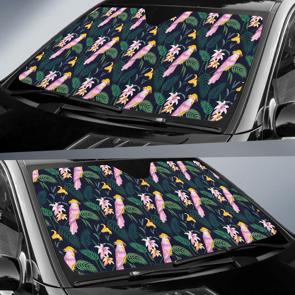 Cockatoo Pattern Print Design 03 Car Sun Shade-JORJUNE.COM
